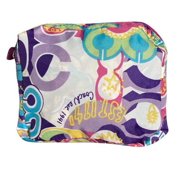 Like new! RARE! Coach Poppy Glam Sis Signature Packable Nylon Tote Bag 62112 - Picture 8 of 10